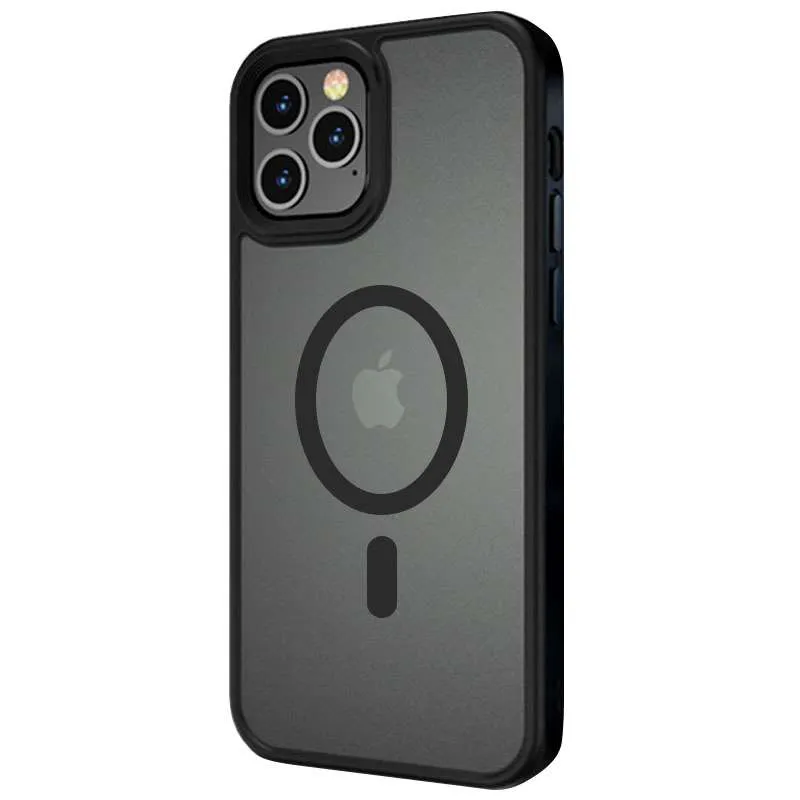 TPU+PC чехол Metal Buttons with Magnetic Fit для Apple iPhone 12 Pro (6.1") – Черный / Black. Фото 3 из 5