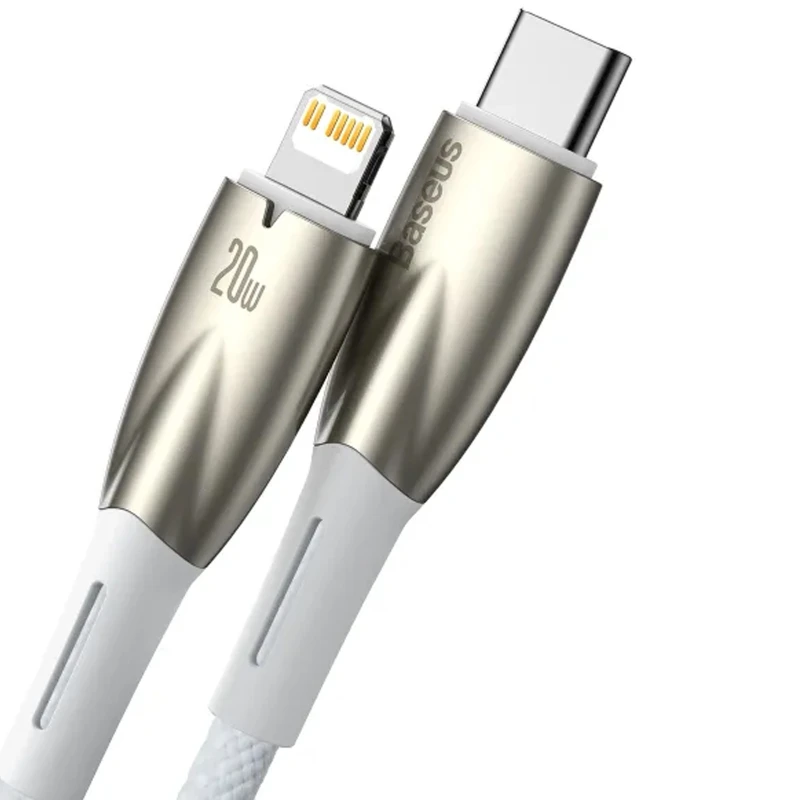 Дата кабель Baseus Glimmer Series Fast Charging Data Cable Type-C to Lightning 20W 1m (CADH00000) – White. Фото 2 из 5