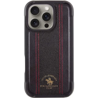 Шкіряний чохол Polo Santa Barbara Barton для Apple iPhone 16 Pro — Black / Red