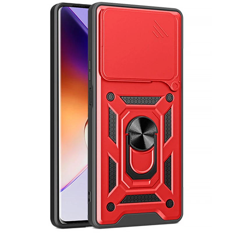 Ударопрочный чехол Ummi Camshield Serge Ring (in box) для Xiaomi Poco M7 pro 5G – Красный / Red. Фото 3 из 3