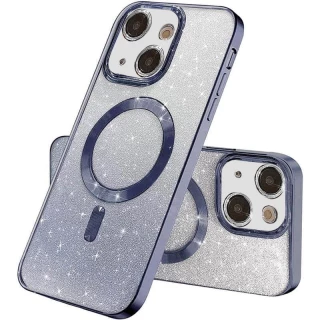 Чохол з блискітками, захисними лінзами на камеру та MagSafe на Apple iPhone 13 mini (5.4") — Сірий / Lavender Gray