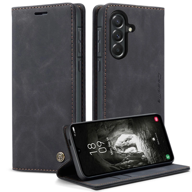 Кожаный чехол-книжка CaseMe Velvet Nubuck для Samsung Galaxy A37 5G – Black. Фото 2 из 4