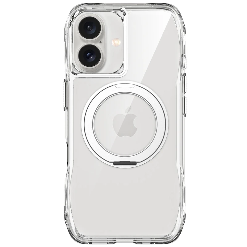 TPU+PC чехол Space Octagon MagSafe with aluminium ring для Apple iPhone 16 – silver. Фото 2 из 4