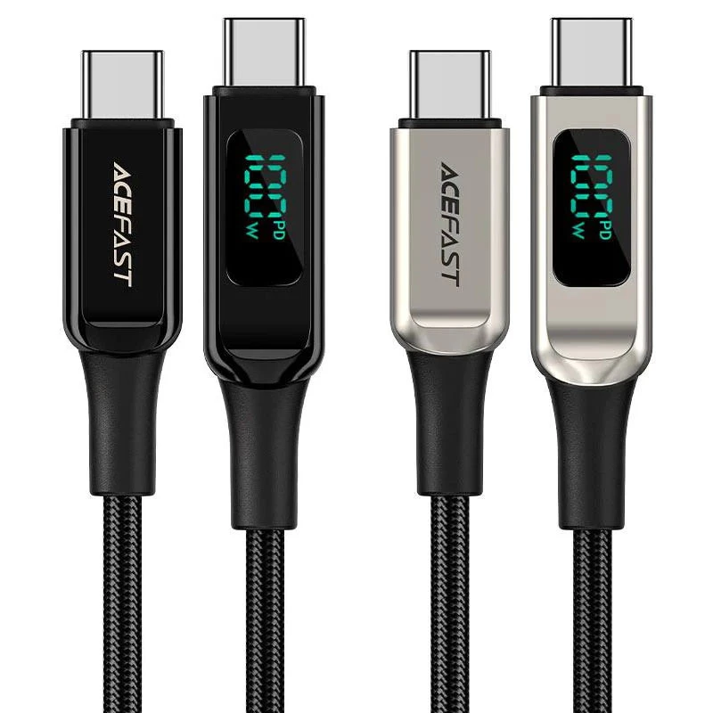 Дата кабель Acefast C6-03 USB-C to USB-C 100W zinc alloy digital display braided (2m) фото 1 из 1