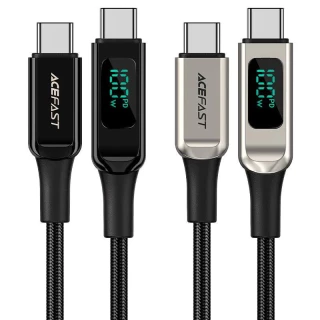 Дата кабель Acefast C6-03 USB-C to USB-C 100W zinc alloy digital display braided (2m) фото 1 з 1