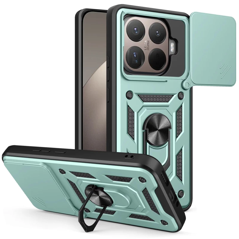 Ударопрочный чехол Serge Ring с защитой камеры для Xiaomi 15T Pro – Зеленый. Фото 1 из 1