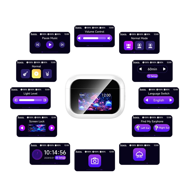 Бездротові TWS навушники Hoco EW79 Bright with Touch Screen ANC – White. Фото 7 з 8