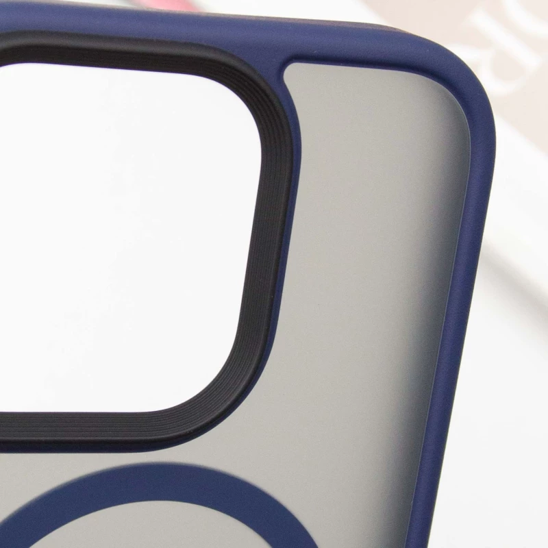 TPU+PC с металлическими кнопками и MagSafe для Apple iPhone 16 Pro – Синий. Фото 8 из 9