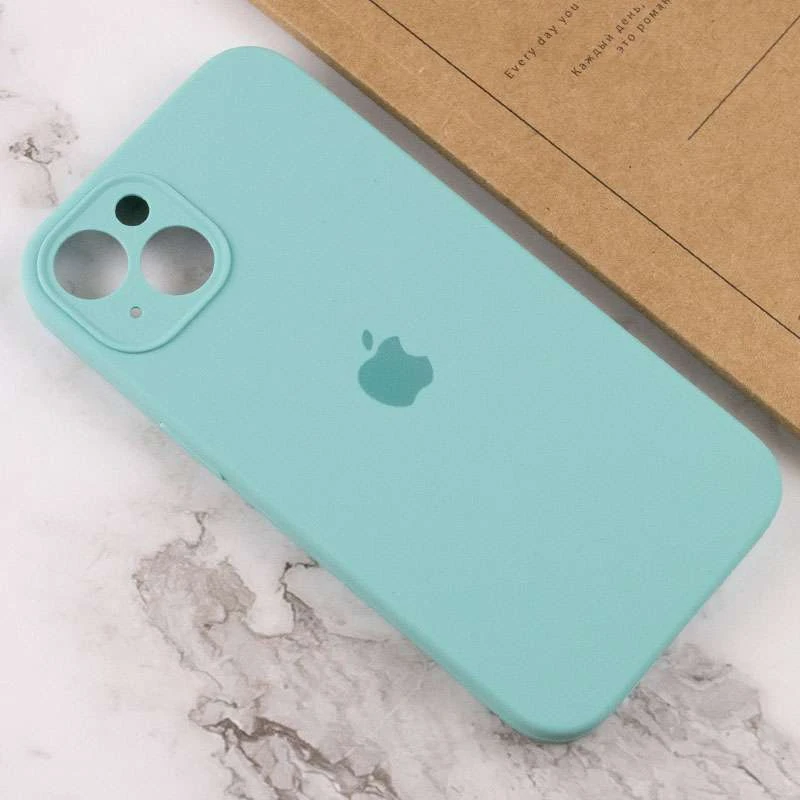 Чехол Silicone Case с защитой камеры для Apple iPhone 13 (6.1") – Бирюзовый / Marine Green. Фото 4 из 4