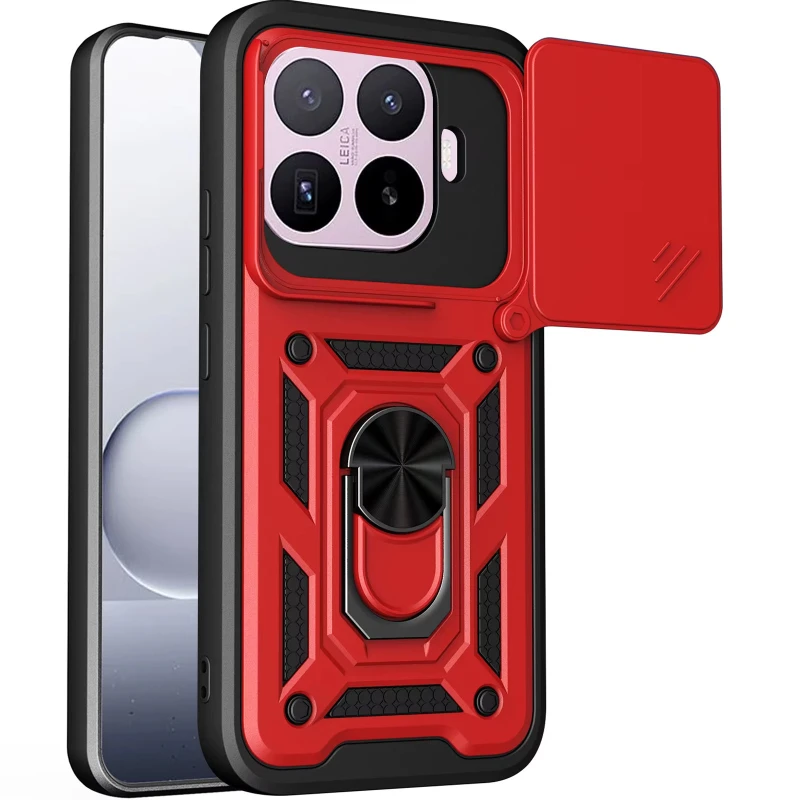 Ударопрочный чехол Ummi Camshield Serge Ring (in box) для Xiaomi 17T Pro – Красный / Red. Фото 1 из 1