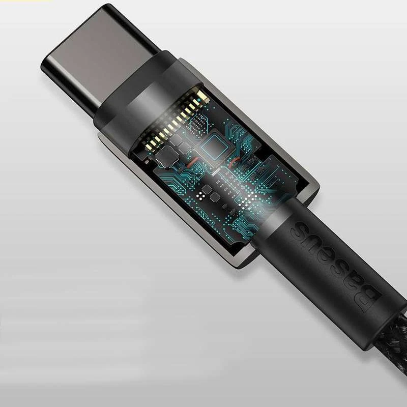 Дата кабель Baseus Tungsten Gold Type-C to Type-C Cable 100W (1m) – Чорний. Фото 2 з 4