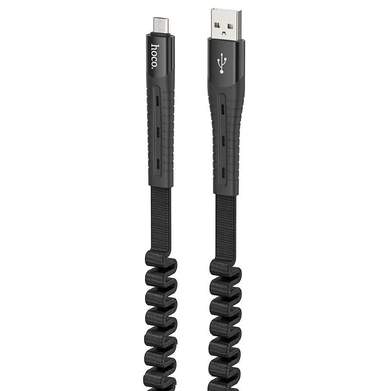

Дата кабель Hoco U78 "Cotton treasure elastic" MicroUSB (1.2m) (Черный), Чорний