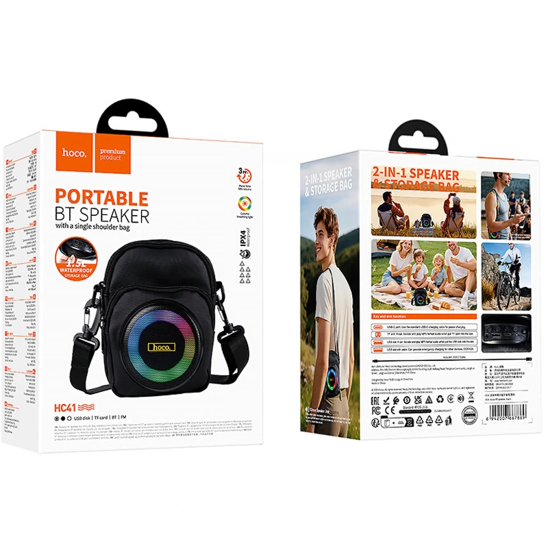 Сумка крос-боді з вбудованою колонкою Hoco HC41 Wave Bass – Black. Фото 4 з 7