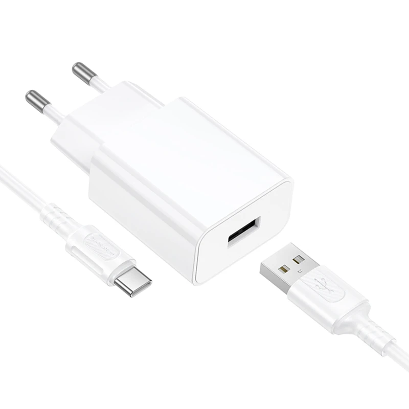 МЗП Borofone BA110A Lemi 7.5W (1USB-A) + кабель USB to Type-C – White. Фото 3 з 6