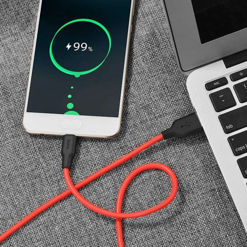 Дата кабель Hoco X21 Silicone Type-C Cable (1m) – Чорний / Червоний. Фото 5 з 6