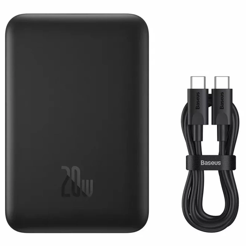 Портативное зарядное устройство Power Bank Baseus Magnetic Mini 20W c БЗУ OE 10000 mAh (PPCX070001) – Black. Фото 3 из 4