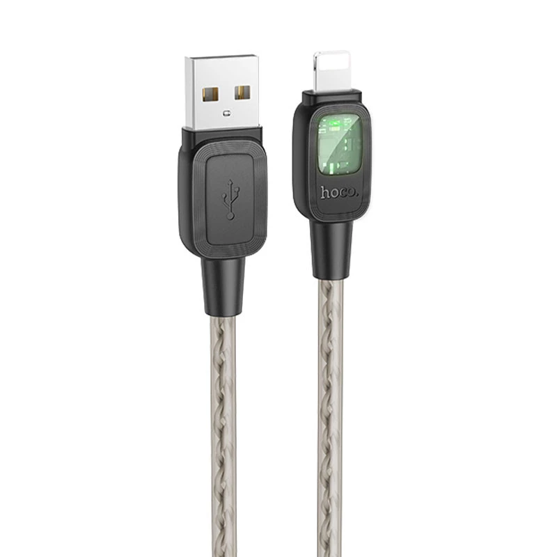 

Дата кабель Hoco U124 Stone silicone power-off USB to Lightning (Black)