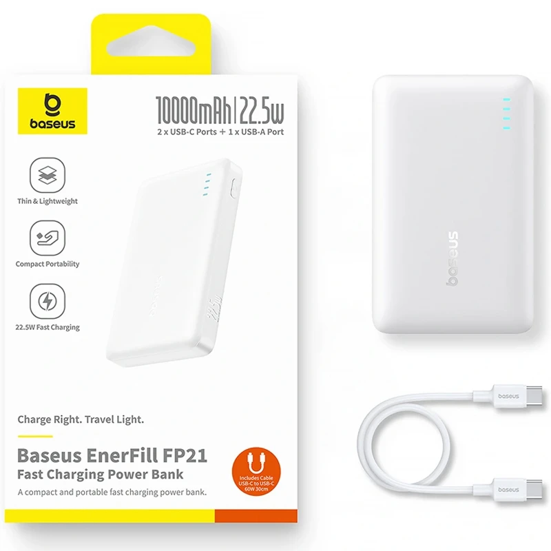 Портативное ЗУ Power Bank Baseus EnerFill FP21 22.5W 10000 mAh (P1008210D213) – White. Фото 7 из 7