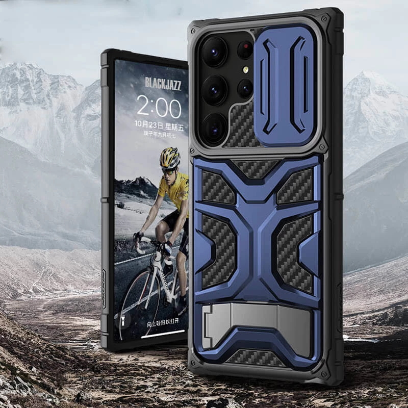 TPU+PC чехол Nillkin CamShield Adventurer Pro с шторкой на камеру для Samsung Galaxy S23 Ultra – Interstellar Blue. Фото 5 из 7