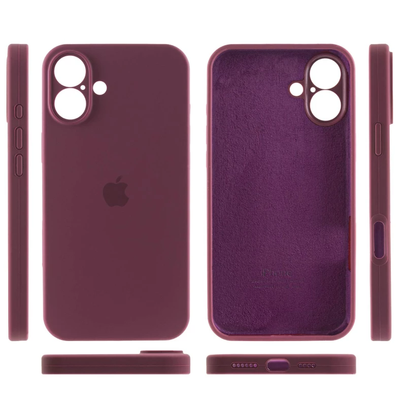 Чехол Silicone Case с защитой камеры для Apple iPhone 16 – Бордовый / Plum. Фото 4 из 8