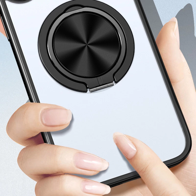 TPU+PC чехол с магнитом и кольцом для Apple iPhone 14 Pro (6.1") – Черный. Фото 2 из 3