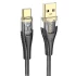 Дата кабель Hoco U121 Gold standart Transparent Discovery Edition USB to Type-C (1.2m) – Black. Фото 1 из 8