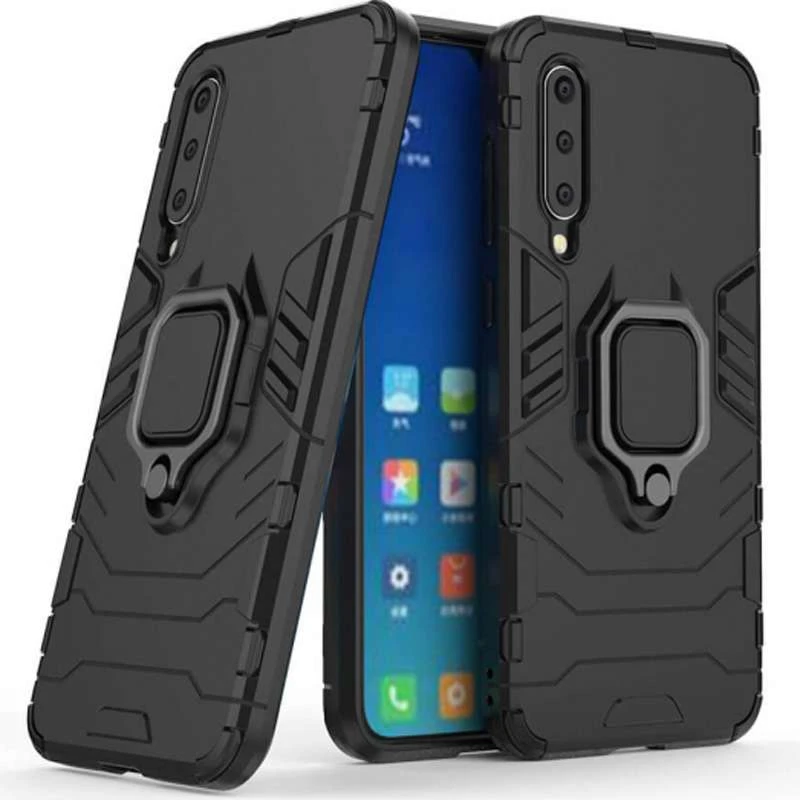 

Противоударный чехол Transformer с кольцом для Xiaomi Mi 9 (Черный / Soul Black), Чорний / soul black