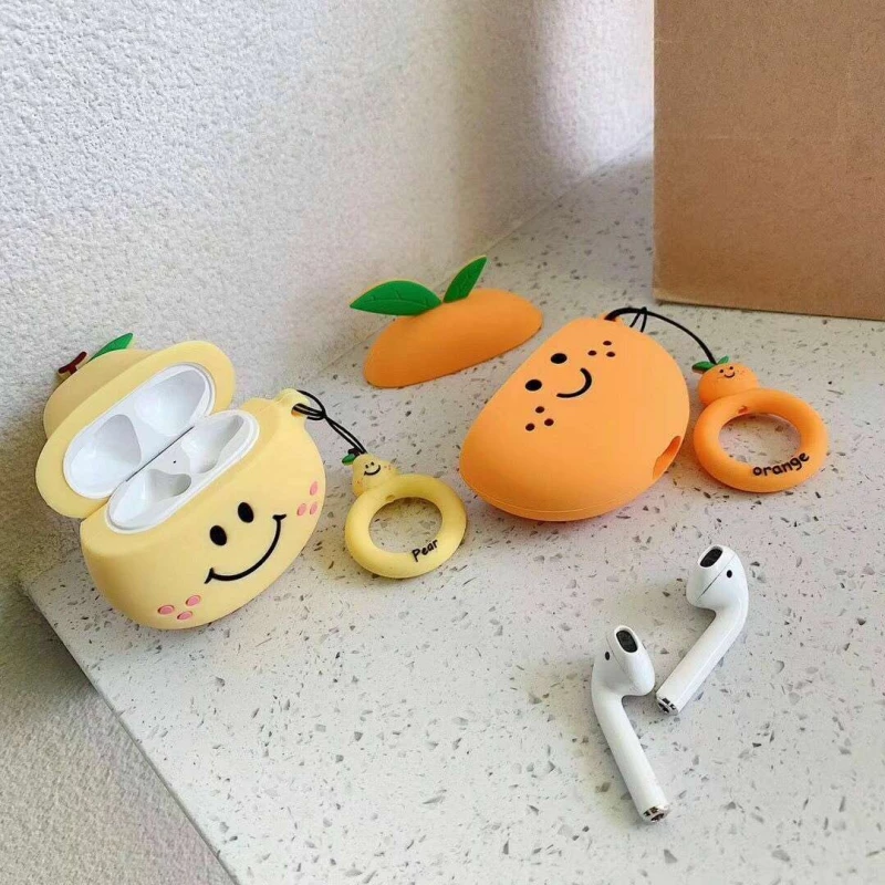 Силиконовый футляр Smile Fruits series для наушников AirPods 1/2 + кольцо – Pear. Фото 3 из 4