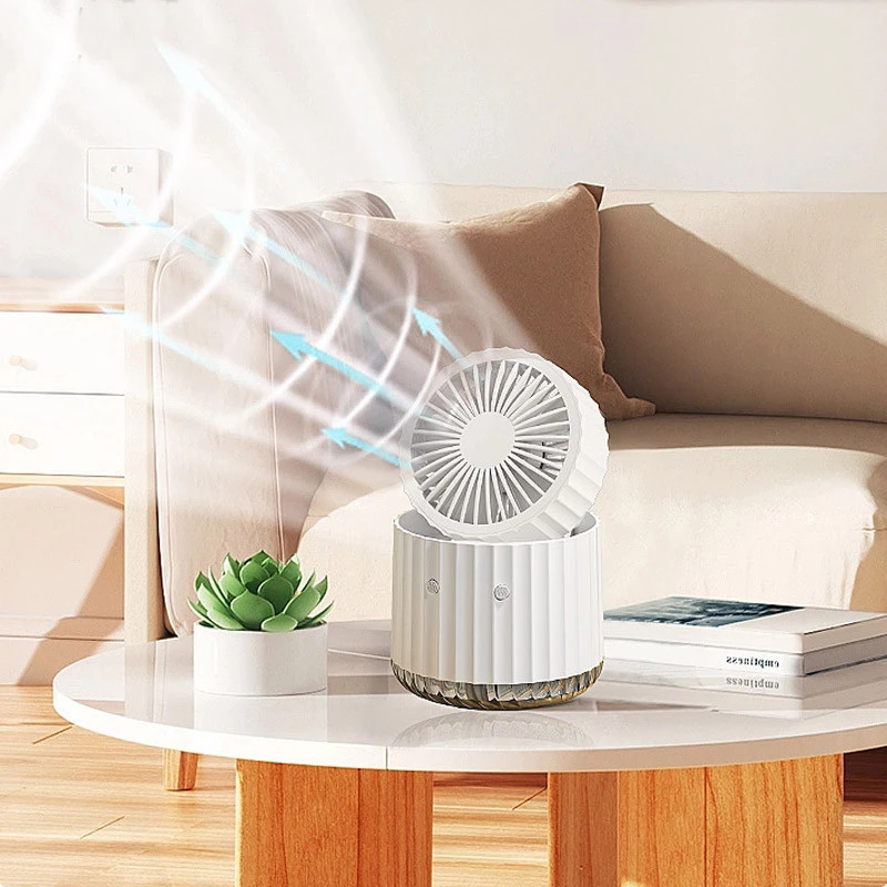 Настільний вентилятор Rapid Cooling 3in1 з водяним охолодженням і підсвічуванням 1200 mAh – White. Фото 6 з 7