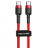 Дата кабель Baseus Cafule Type-C to Type-C Cable PD 2.0 60W (2m) – Красный. Фото 2 из 3