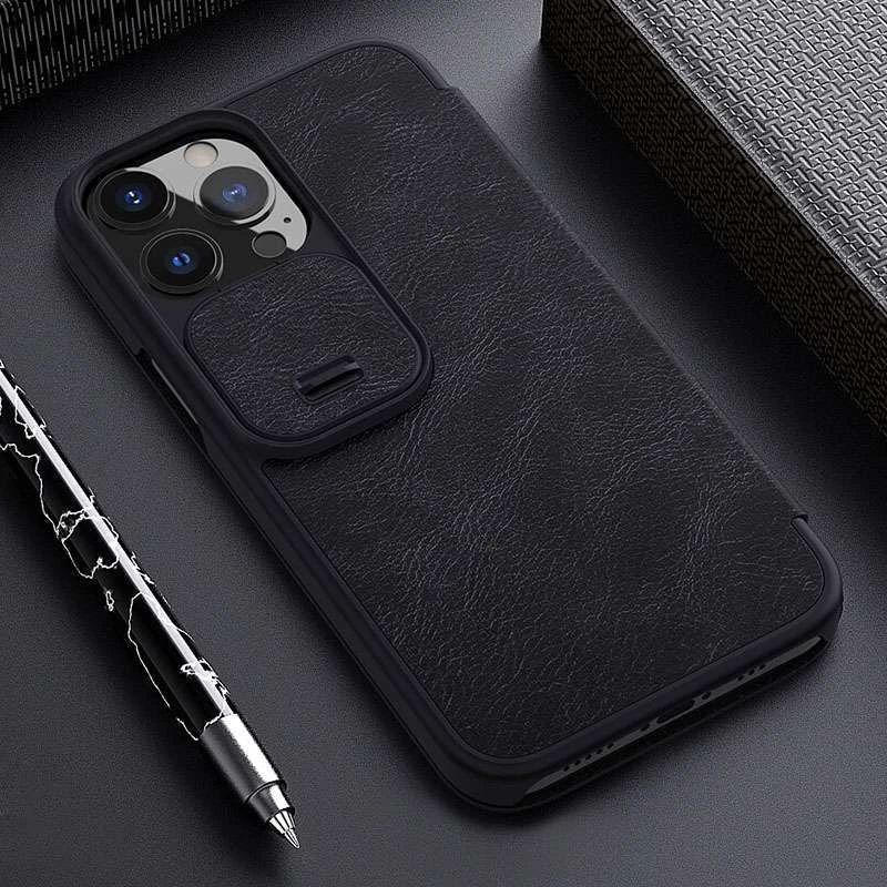 Шкіряний чохол-книжка Nillkin Qin Pro Camshield для Apple iPhone 14 Pro (6.1") – Чорний. Фото 4 з 4