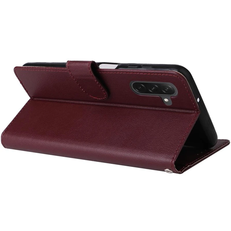 Кожаный чехол-книжка Essential Case для Xiaomi Redmi 15 (EU) – Wine Red. Фото 4 из 5