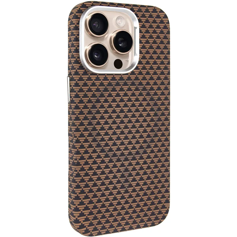 Чехол TPU+PC KVZV Triangular Pattern with Magnetic Fit для Apple iPhone 15 Pro (6.1") – Khaki. Фото 1 из 6