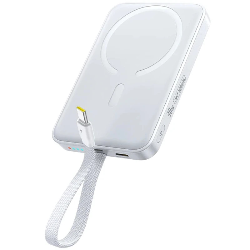Портативное ЗУ Power Bank Baseus EnerFill FM11 30W с БЗУ with cable 10000mAh (E00289) – Moon White. Фото 1 из 2