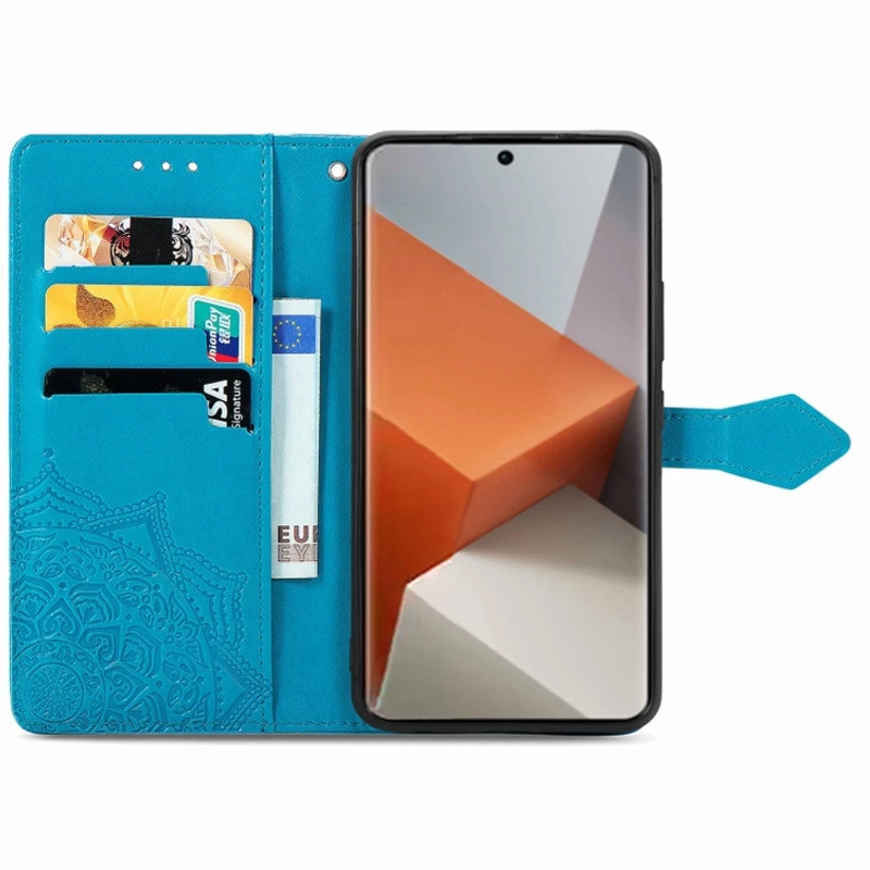 Шкіряний чохол-книжка Art Case з візитницею для Xiaomi Redmi Note 13 Pro+ – Синій. Фото 3 з 5