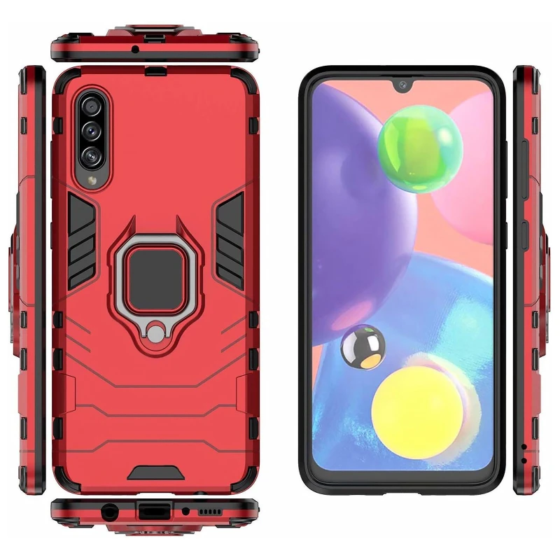 Протиударний чохол Transformer з кільцем на Samsung Galaxy A20s – Червоний / Dante Red. Фото 3 з 4