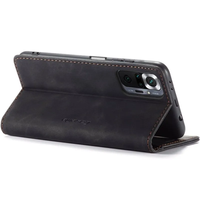 Шкіряний чохол-книжка CaseMe Velvet Nubuck для Xiaomi Redmi Note 10 Pro – Black. Фото 6 з 6