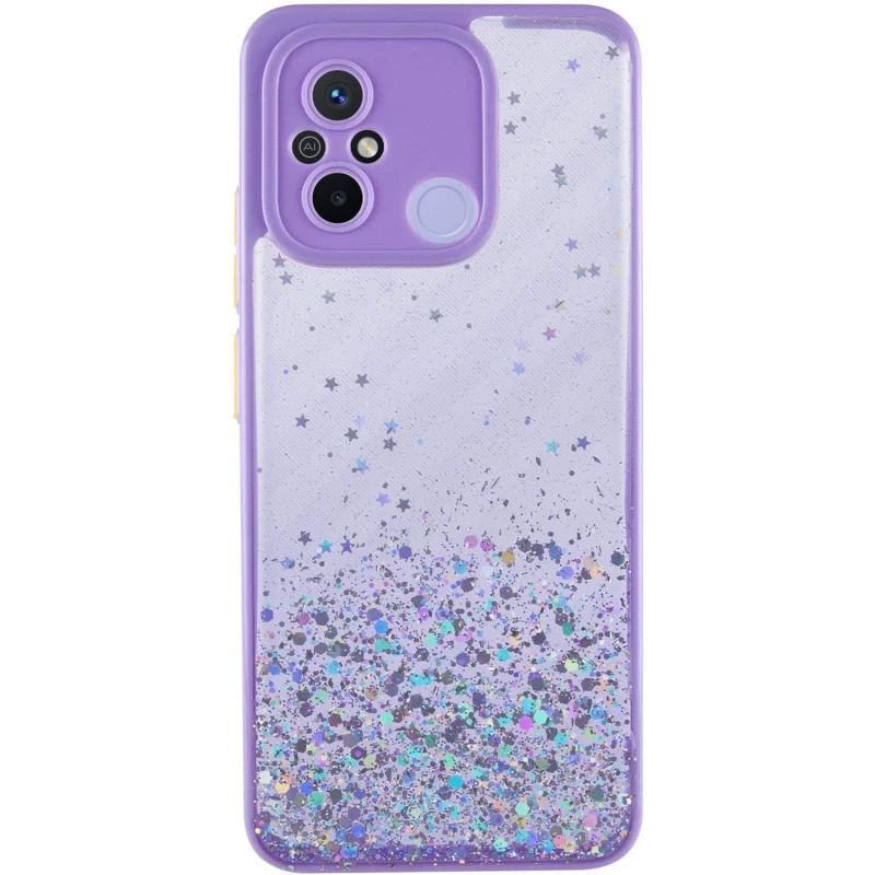 Чохол з блискітками та захистом камери на Xiaomi Redmi 12C / Poco C55 – Бузковий. Фото 2 з 9