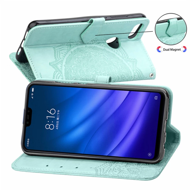 Шкіряний чохол-книжка Art Case з візитницею для Xiaomi Mi 8 Lite / Mi 8 Youth (Mi 8X) – Бірюзовий. Фото 7 з 8