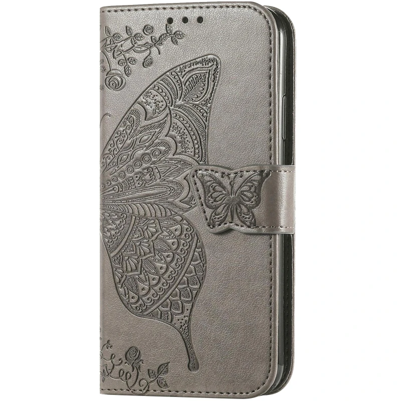 Кожаный чехол-книжка Butterfly Pattern для Samsung Galaxy A36 5G – Gray. Фото 1 из 4