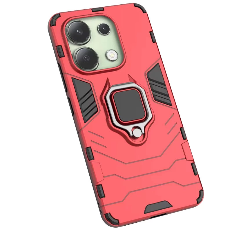 Противоударный чехол Transformer с кольцом для Xiaomi Redmi Note 13R Pro – Красный / Dante Red. Фото 6 из 6