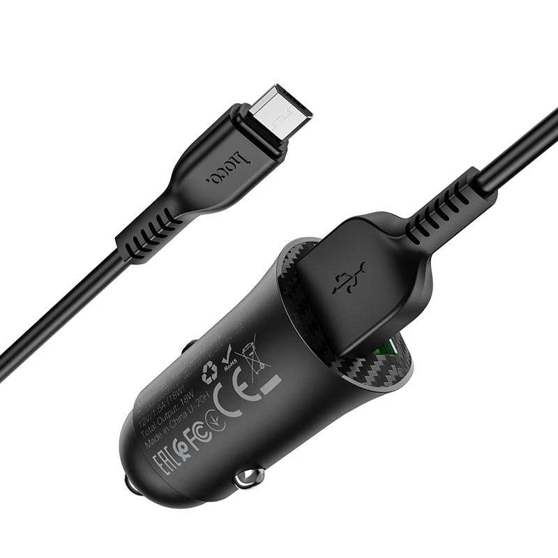 АЗУ Hoco Z39 QC3.0 (2USB) + MicroUSB – Черный. Фото 4 из 7