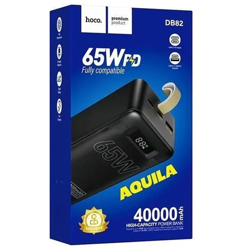 Портативний ЗП Power Bank Hoco DB82 Aquila PD65W 40000 mAh – Black. Фото 5 з 5