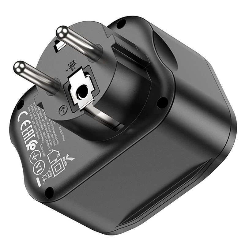 МЗП Hoco NS3 Multifunctional PD20W (2USB/1Type-C/1xSocket) – Black. Фото 4 з 6