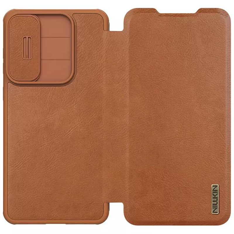 Кожаный чехол-книжка Nillkin Qin Pro Camshield для Samsung Galaxy S25 Edge – Коричневый. Фото 5 из 6