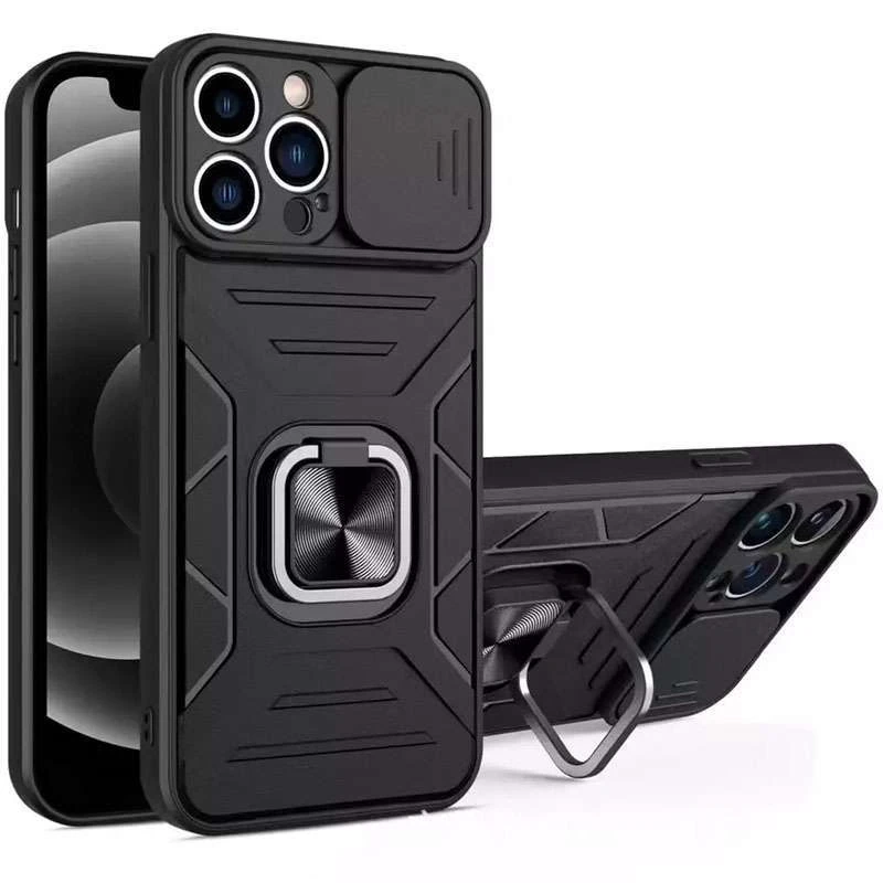 

Протиударний чохол Flash зі шторкою для камери та кільцем на Xiaomi Redmi Note 8 Pro (Black)