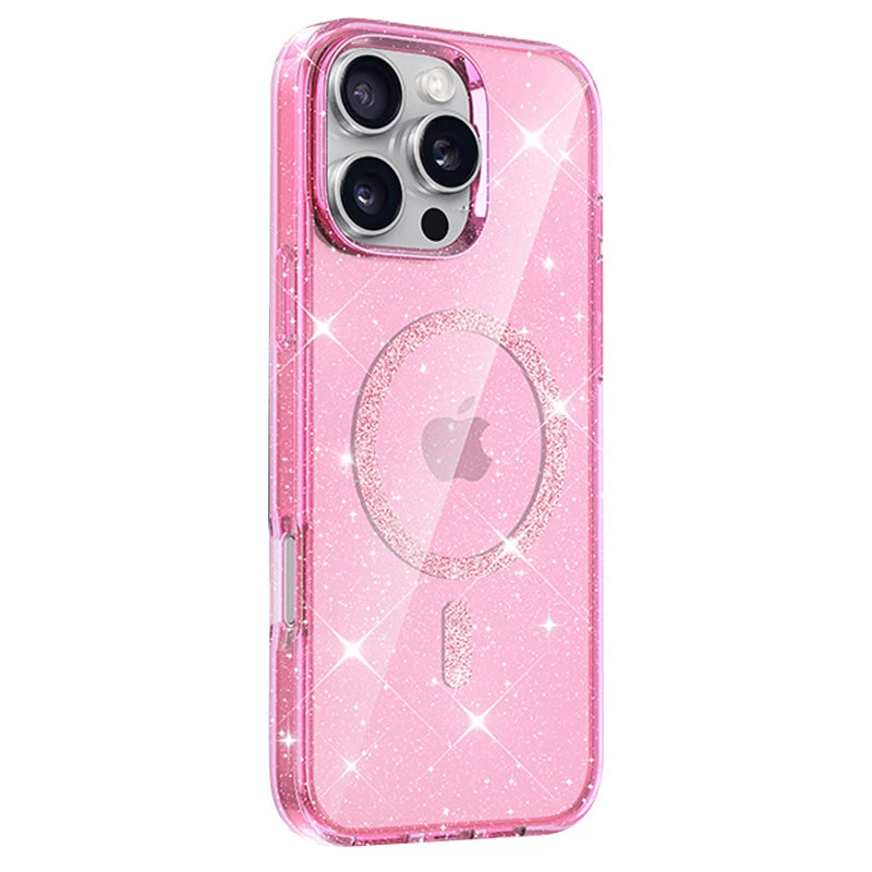 Чехол с блестками и MagFit для Apple iPhone 16 Pro Max – Pink. Фото 2 из 3