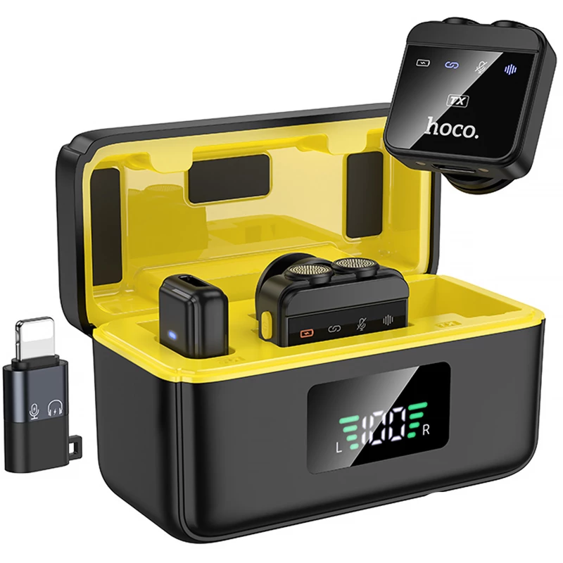 Петличний бездротовий мікрофон Hoco L17 Dual-mic magnetic (Lightning/Type-C) – Black. Фото 1 з 6