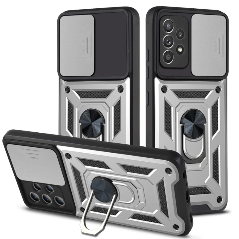 Удароміцний чохол Ummi Camshield Serge Ring (in box) для Samsung Galaxy A72 4G / A72 5G – Срібний. Фото 1 з 3