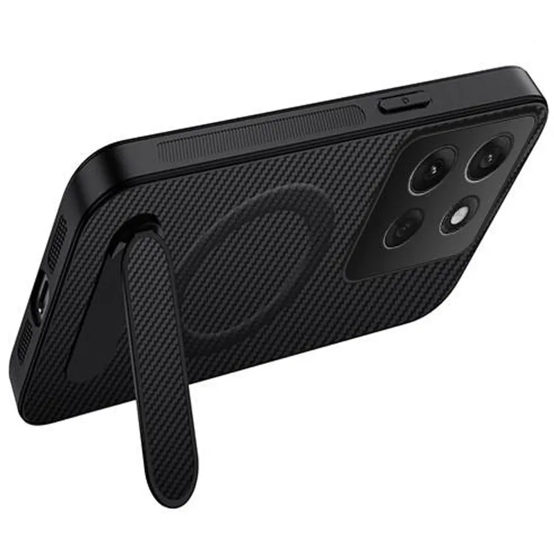 TPU+PC чохол Carbon Kickstand Magnetic Case для Motorola Moto G86 Power – Black. Фото 2 з 3